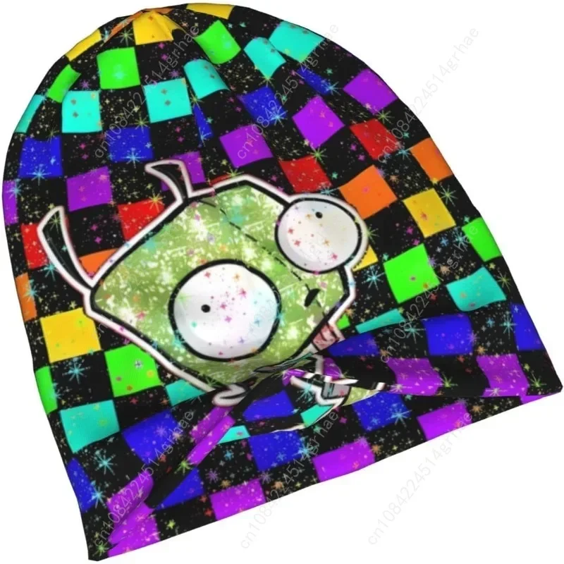 Aldult Beanie Hats Invader Anime Zim Slouchy Skull Cap Thin Knit Hat for Men Women Headwear Black