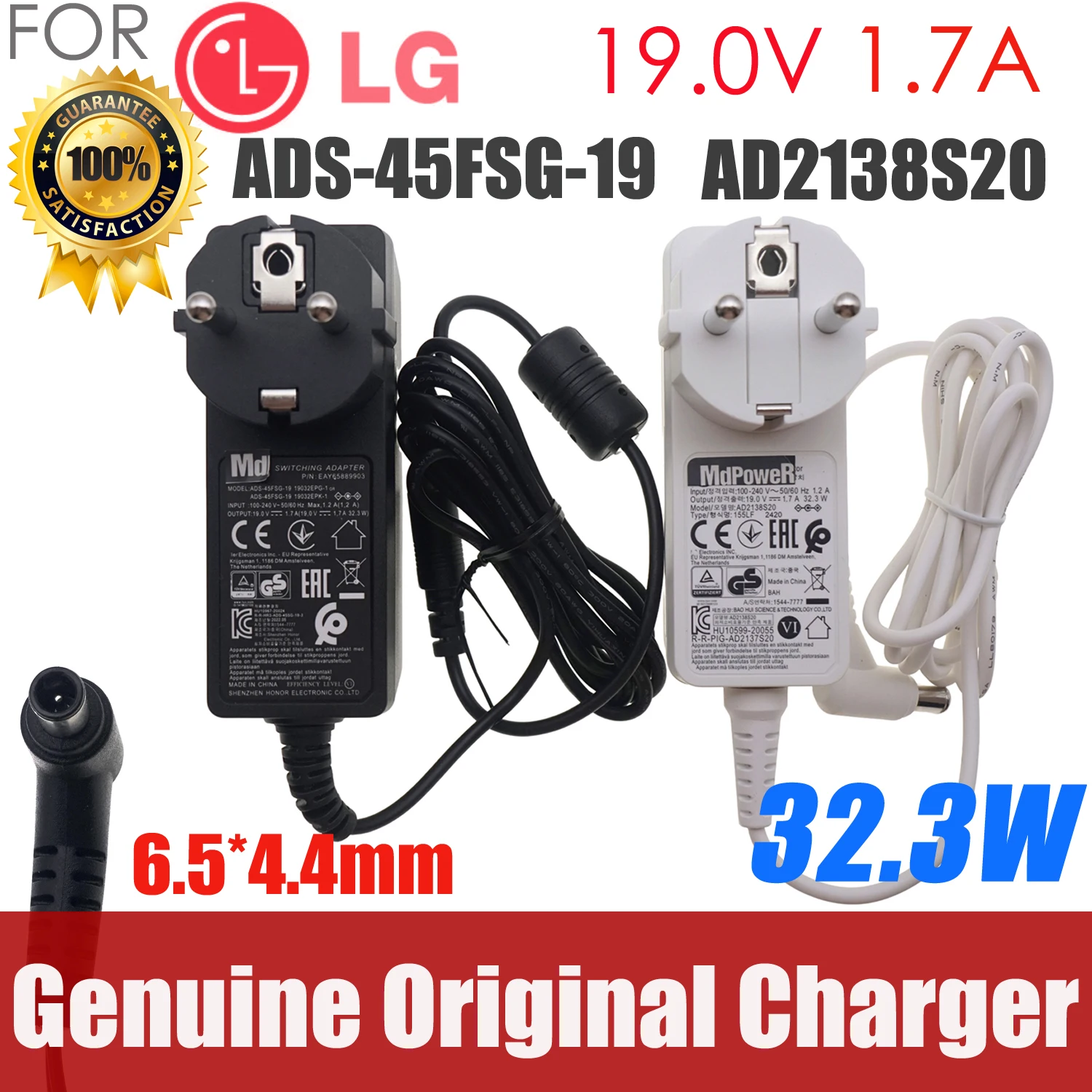 

Импульсный адаптер с вилкой европейского стандарта, 19 В, 1,7 А, 27MK600M, источник питания для LG 27-дюймового монитора Full HD E1948S E2242C E2249 E2351VZ W1947CY MP37