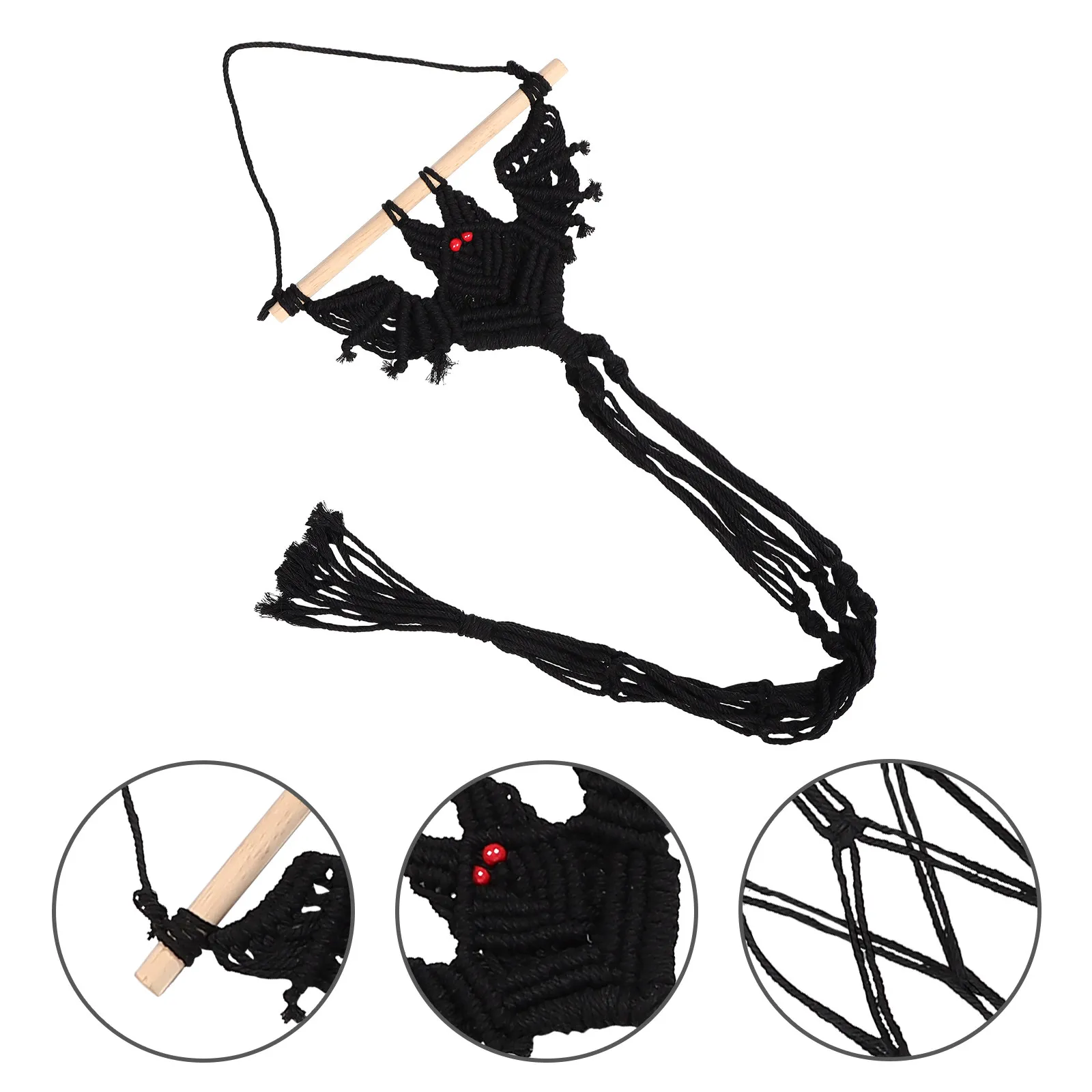 Halloween Hanging Bat Decoration Handwoven Macrame Pendant Party Home Flowerpot Hanger Decorative Bat Ornament for Outdoor