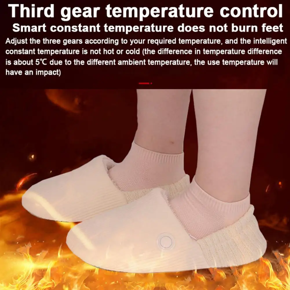 Heating Cotton Shoes Electric Cotton Shoes with 3 Temperature Settings for Men Women Indoor Slipper Foot Warmer with Fast