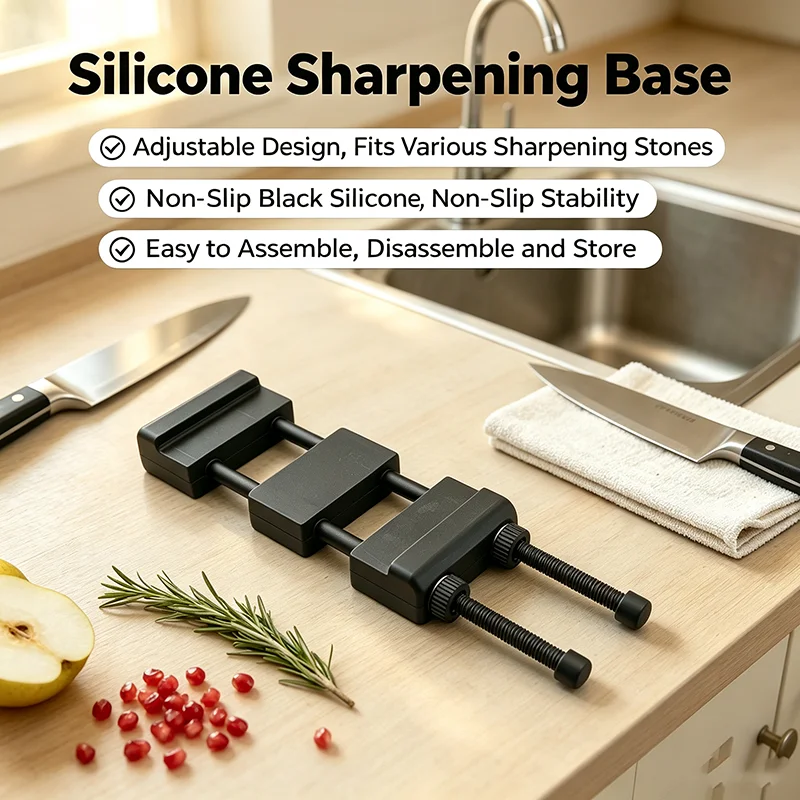 Adjustable Whetstone Sharpener Stone Holder Non-Slip Rubber Base Knife Sharpening Accessories for Home Kitchen Chef Knives Use