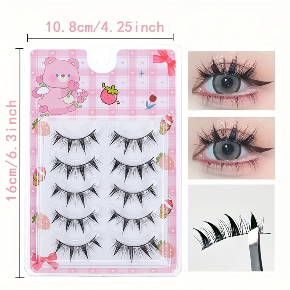 5 paar grote cat eye-stijl valse wimpers, cosplay komische valse wimpers, natuurlijk zacht en comfortabel, geen last