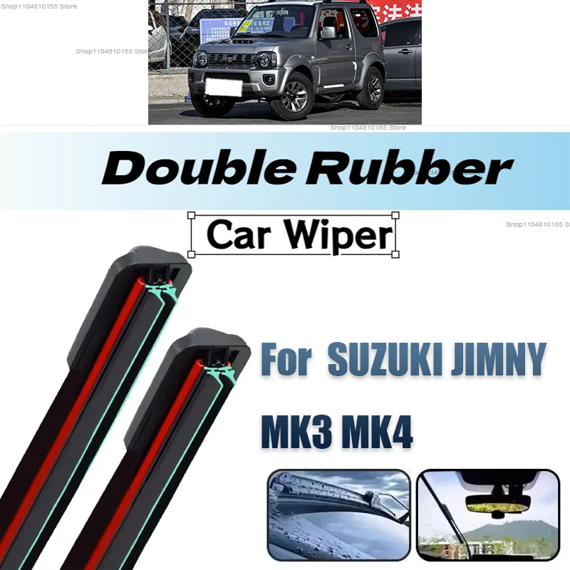 

Double Rubber Car Wipers for Suzuki Jimny MK3 MK4 Front Blade Brushes Cutter Automobiles Accessorie Wiper Windscreen Wear Wiper