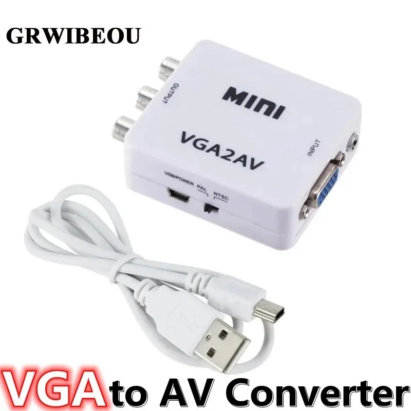 

GRWIBEOU Mini VGA TO AV Converter VGA2AV Conversor Support 1080P VGA2AV Converter PC to TV HD Computer to TV Wholesale