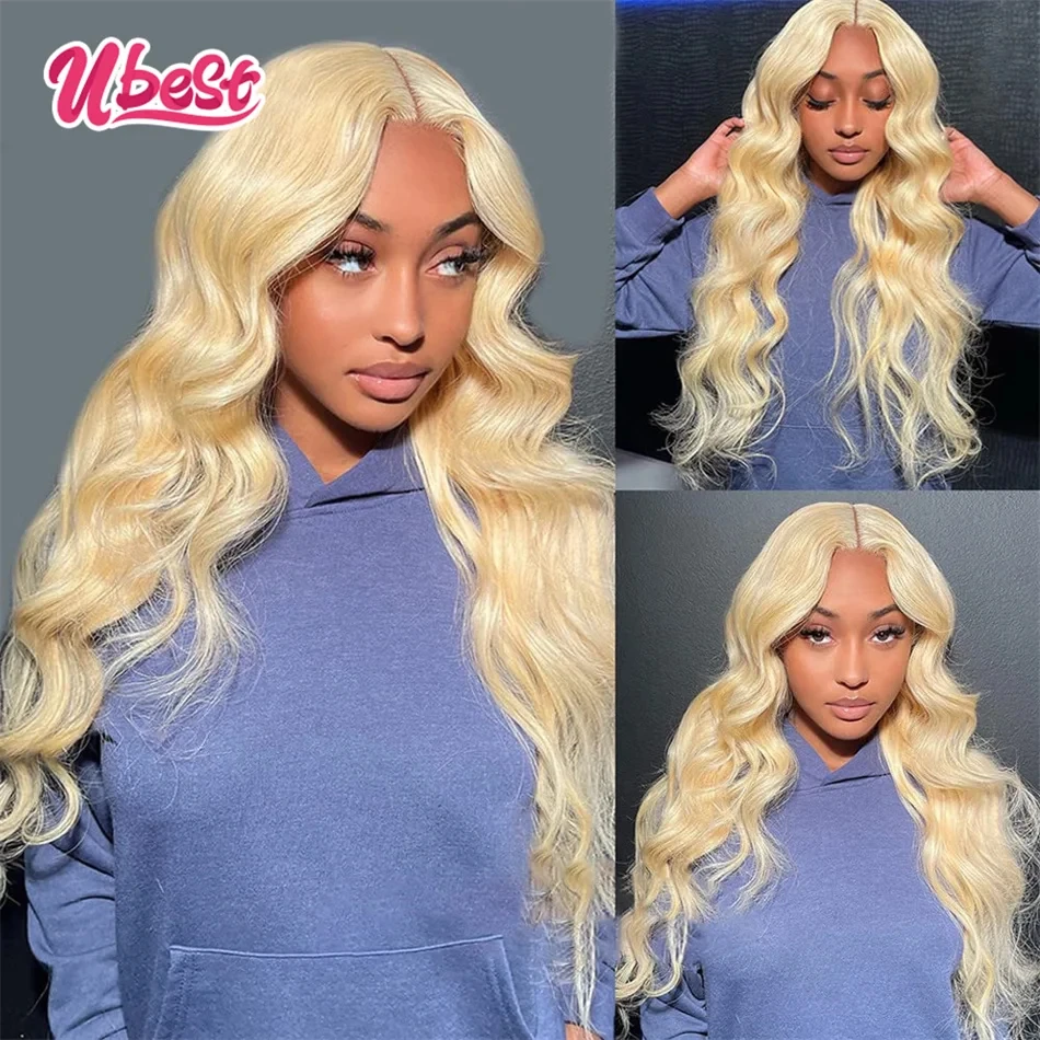 Ubest Wig rambut manusia 13X6 warna merah oranye 613 gelombang tubuh 13x4 Wig rambut manusia depan renda transparan untuk wanita