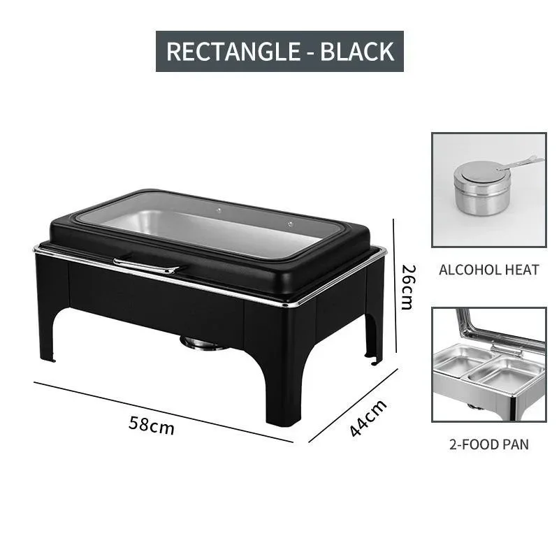 Stainless Steel Restaurant Hotel Wedding Black Hydraulic Chafing Dish 9L Gas Fuel Heating Buffet Server Food - view 3