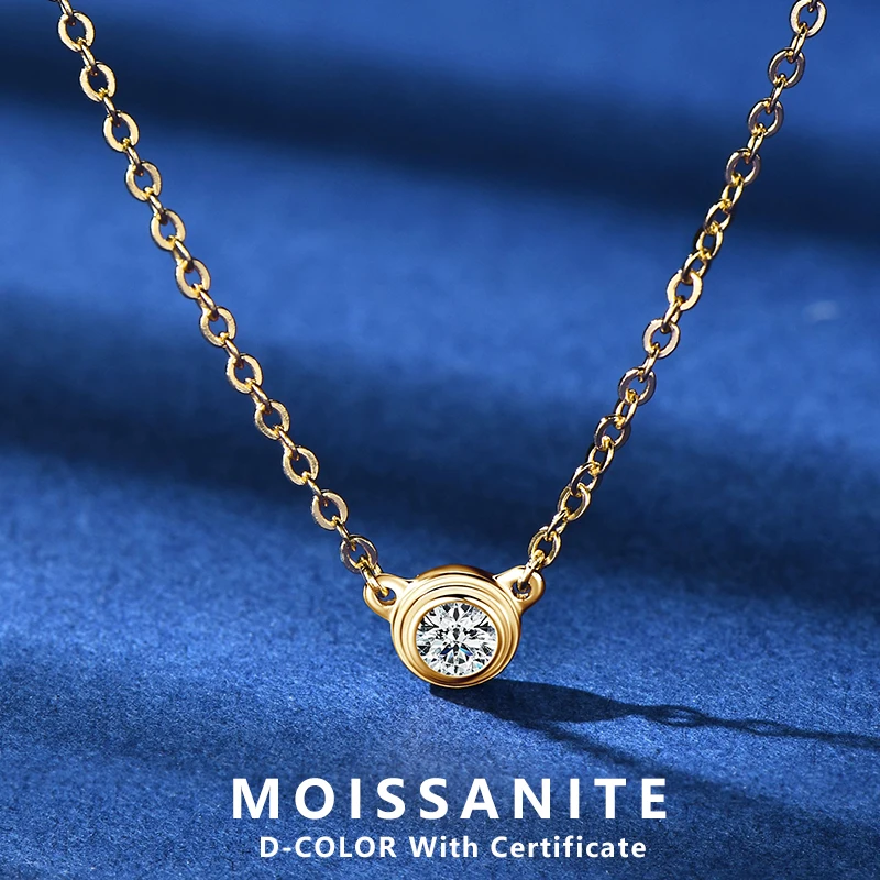 

Lnngy 3 мм 0,1 карата ожерелье из муассанита оригинальные ожерелья с подвеской из стерлингового серебра 925 пробы для женщин нежные украшения на шею подарок