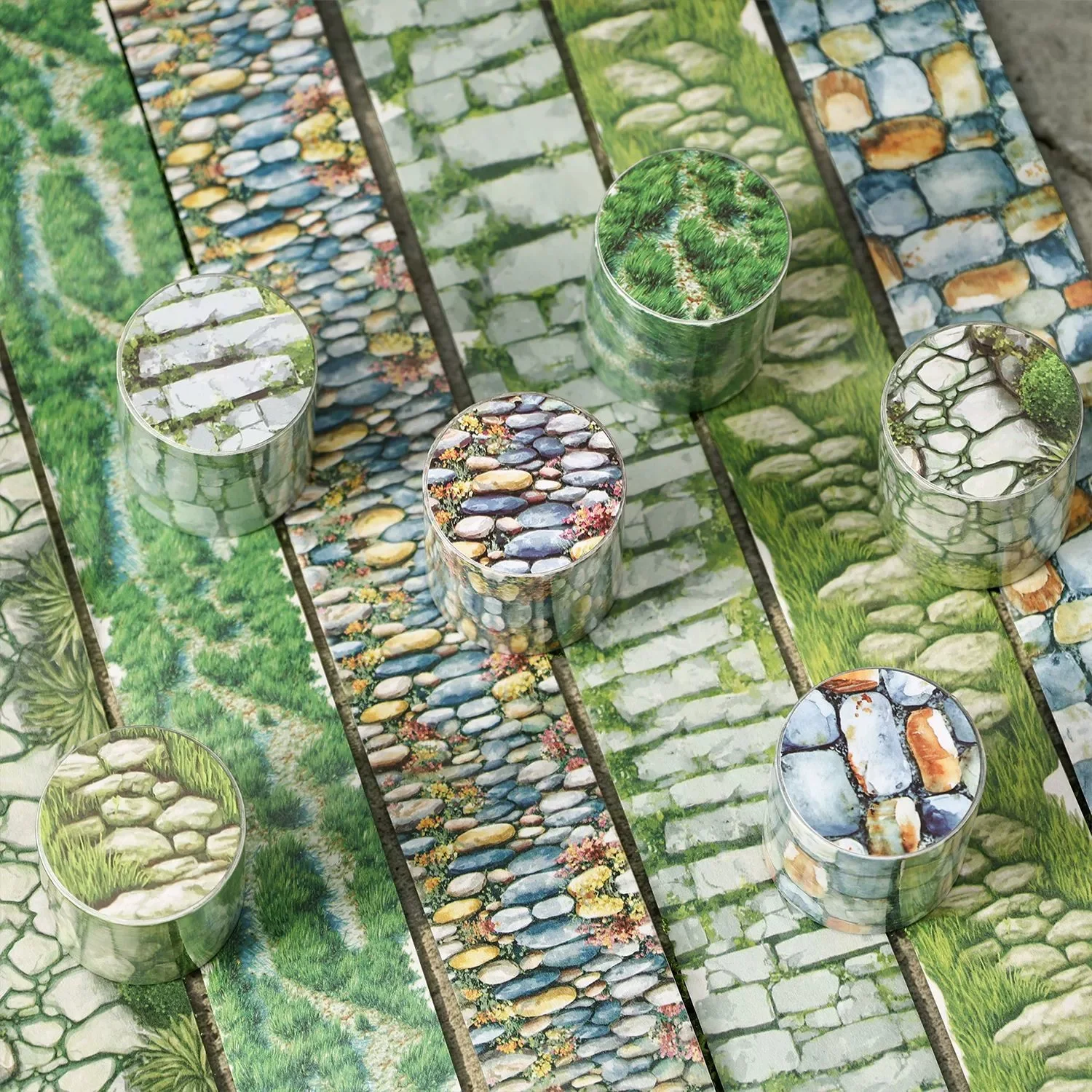 

1pc Dark Phantom Series Stone Path Washi Tape, Dark Scenery Landscape Decorative Tape, DIY Journal Scrapbooking Craft Supplies