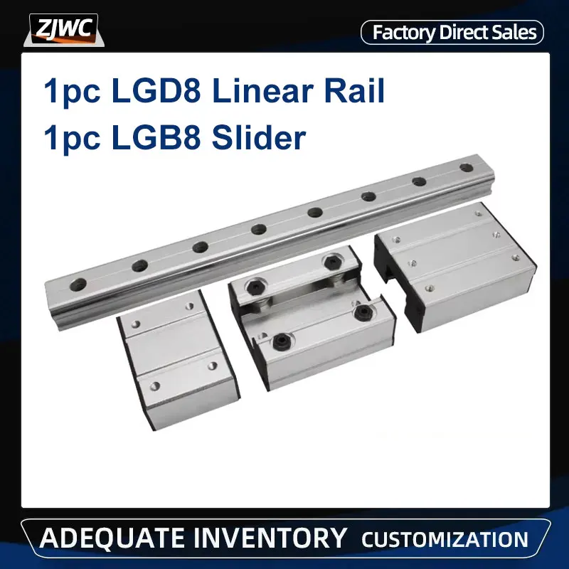 1pc External Dual-Axis Roller Linear Guide LGD8 Linear Rail L100mm-1600mm And 1pc LGB8 Slider Block Linear Guide Of CNC Parts