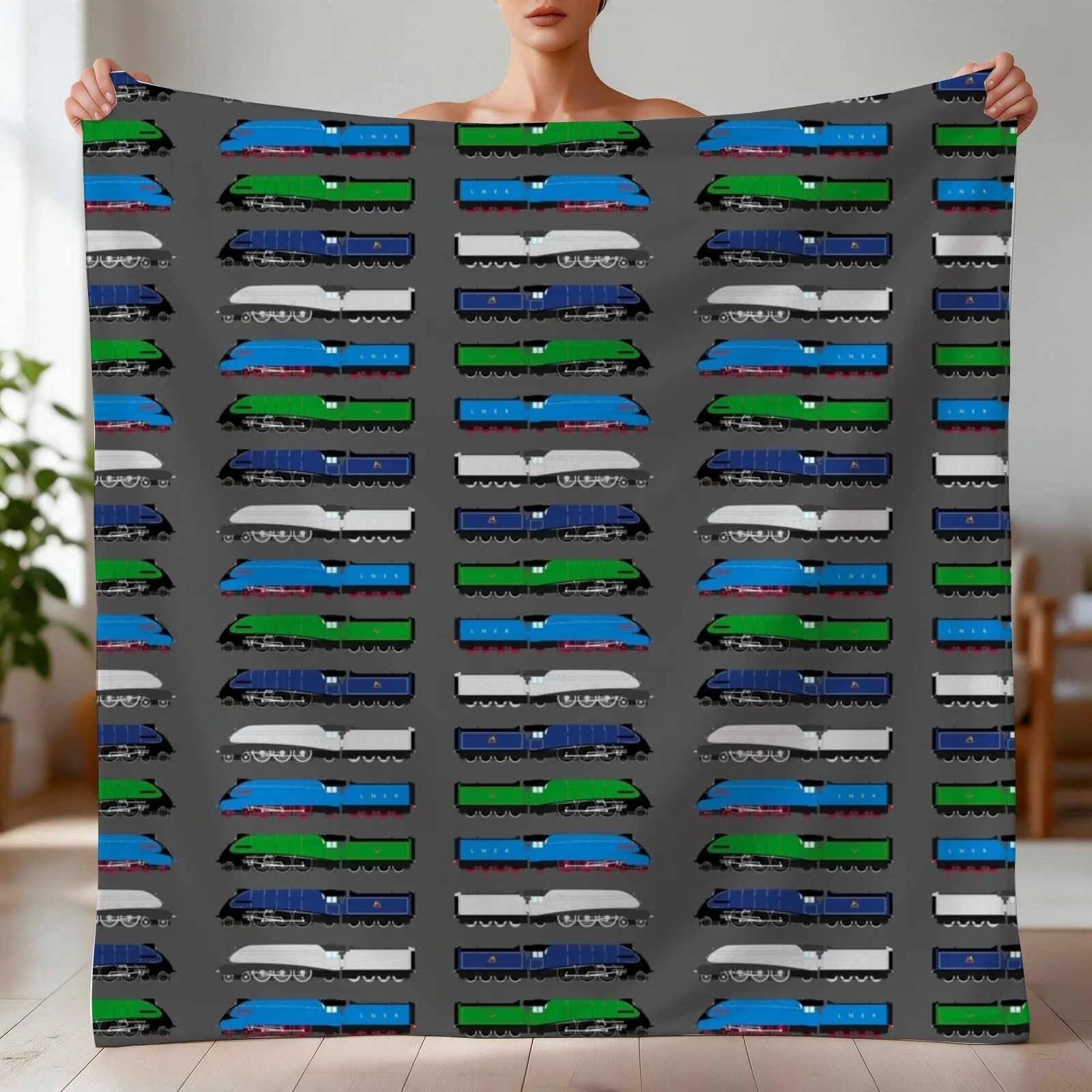 Sir Nigel Gresley's A4 Steam Locomotives Print Throw Blanket Custom Flannel Flannel Fabric Blankets