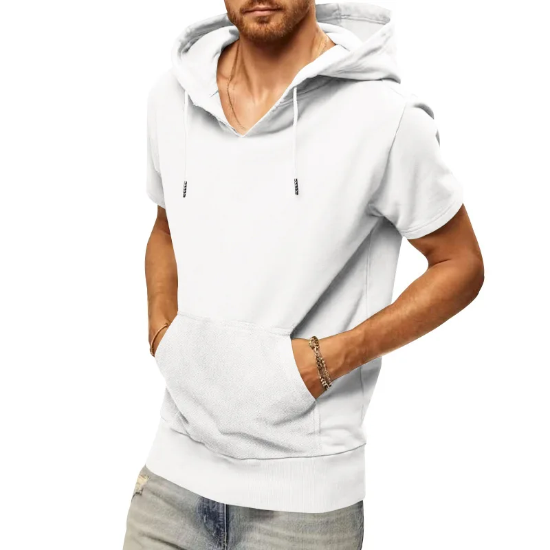 Summer Men's Short-sleeve Vest, Sporty Casual Sleeveless Hooded Loose Short-sleeved Vest For Men