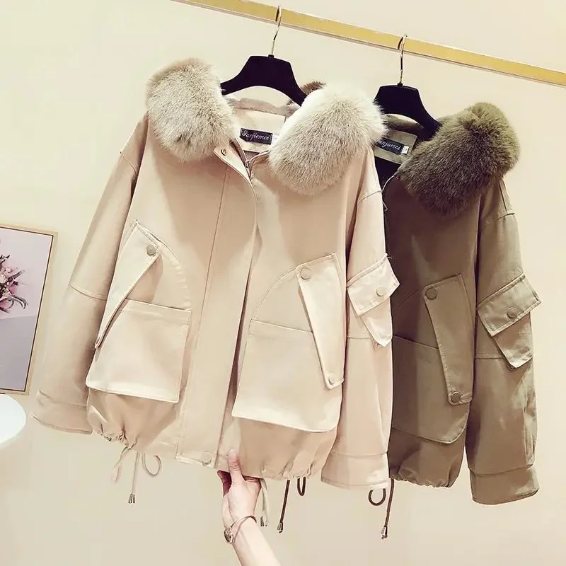 

Parker Winter Coat Female 2022 New Korean Version of Winter Coat With Cashmere and Thick Tooling Short Cotton Coat Pie Overcome