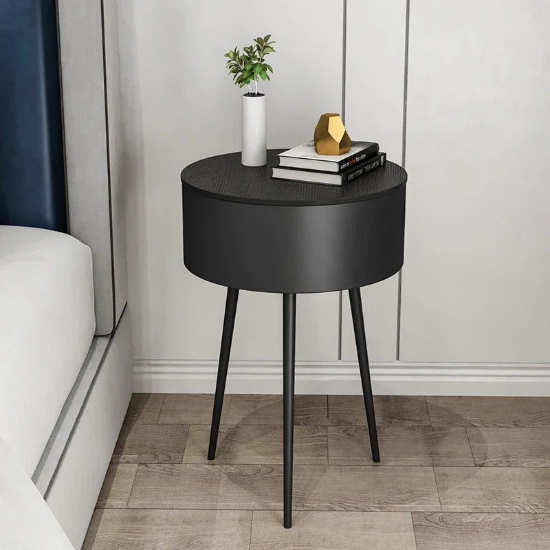 Simple Design Modern Black White Round Box Kids Bedside Table for Bedroom