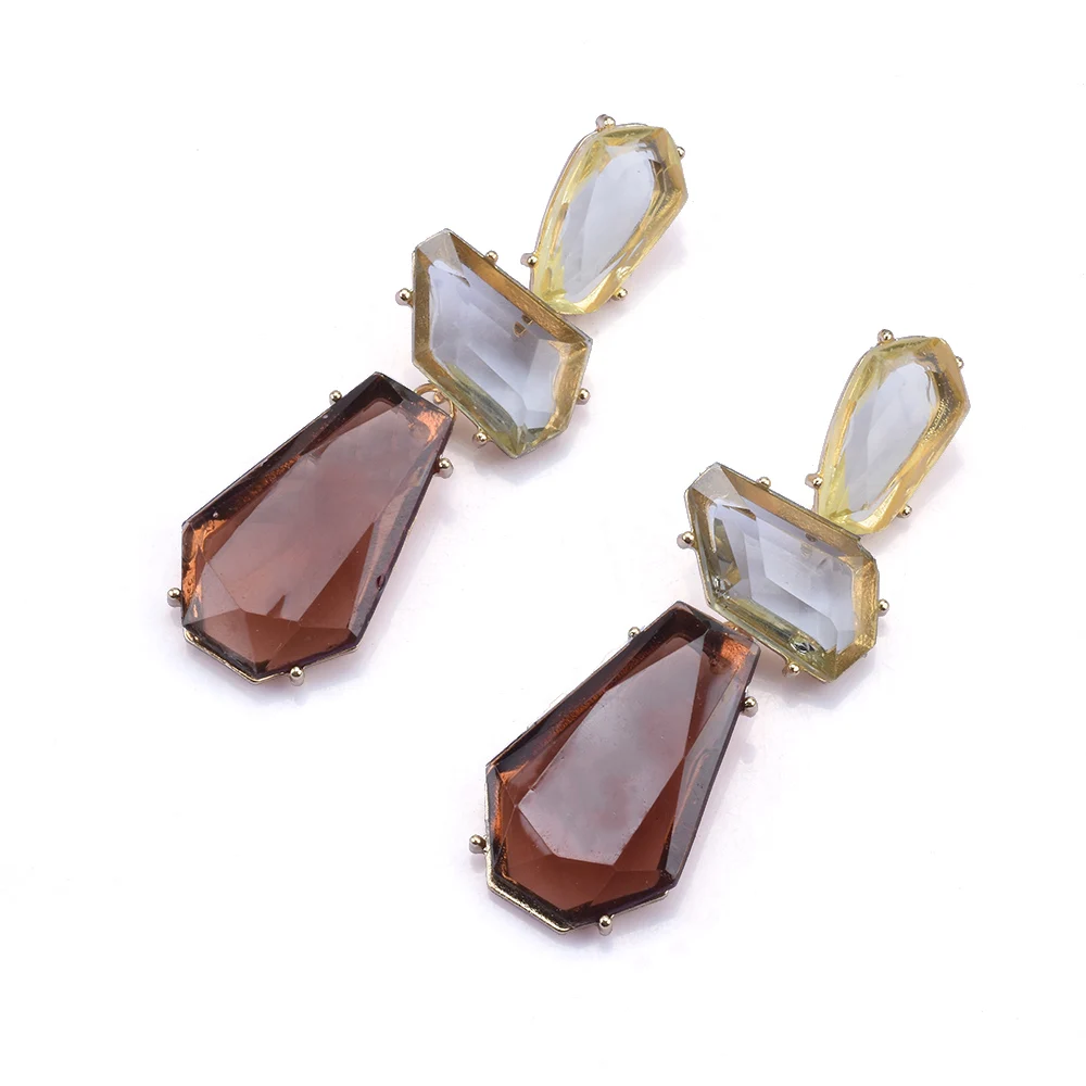 2026 New Fashion Irregular Coffee Resin Long Dangle Earrings Women Indian Ethnic Vintage Statement Metal Big Earrings Jewelry