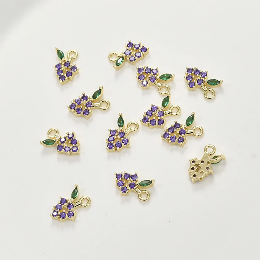 20pcs Fruit Shaped Cubic Zirconia Charms Gold Plated Cherry Watermelon  Pendants DIY Jewelry Making Findings For Necklace