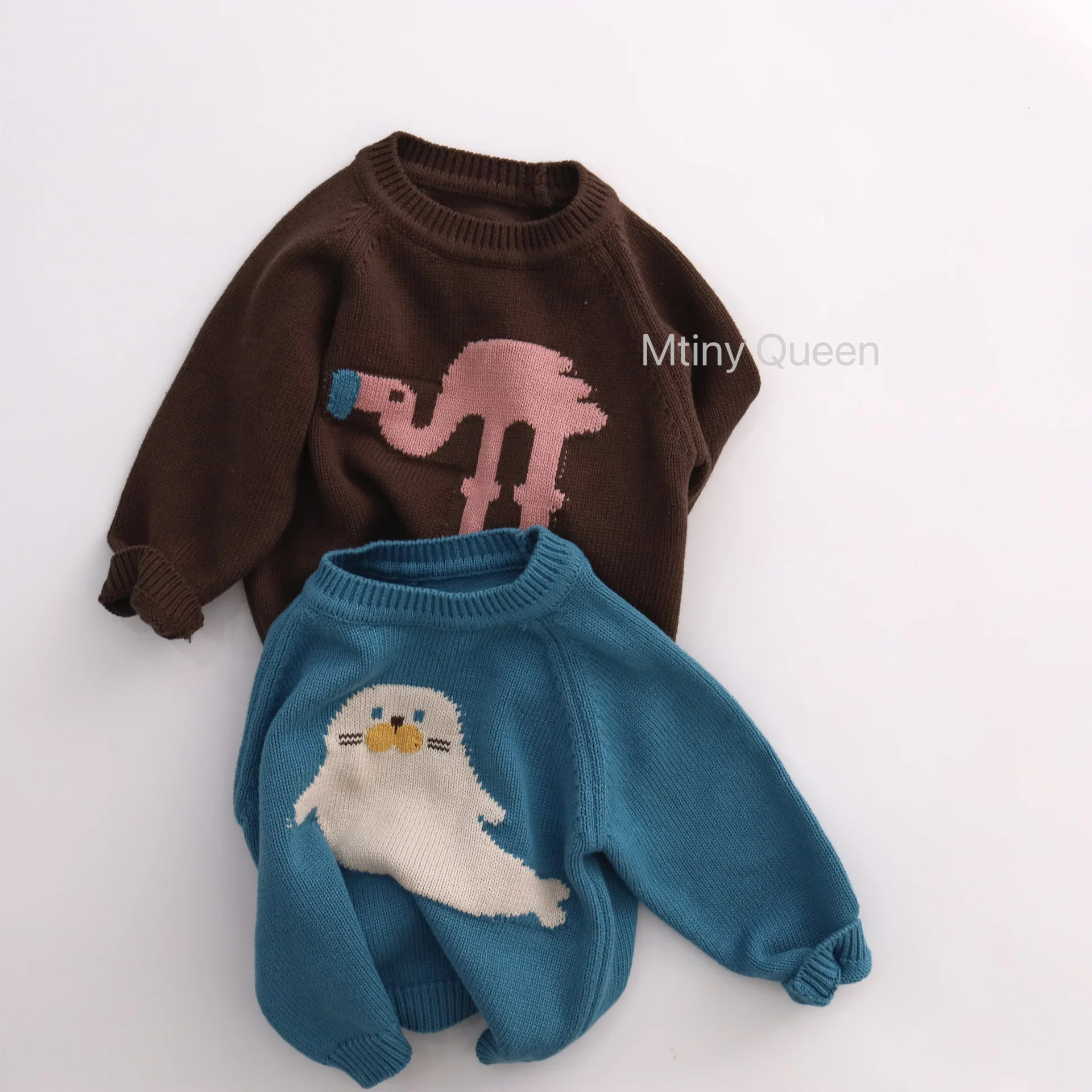 Children Sweater 2026 Autumn New Cotton Boys Girls Cartoon Print Pullover Kids Loose Casual Knitted Tops Toddler Clothes
