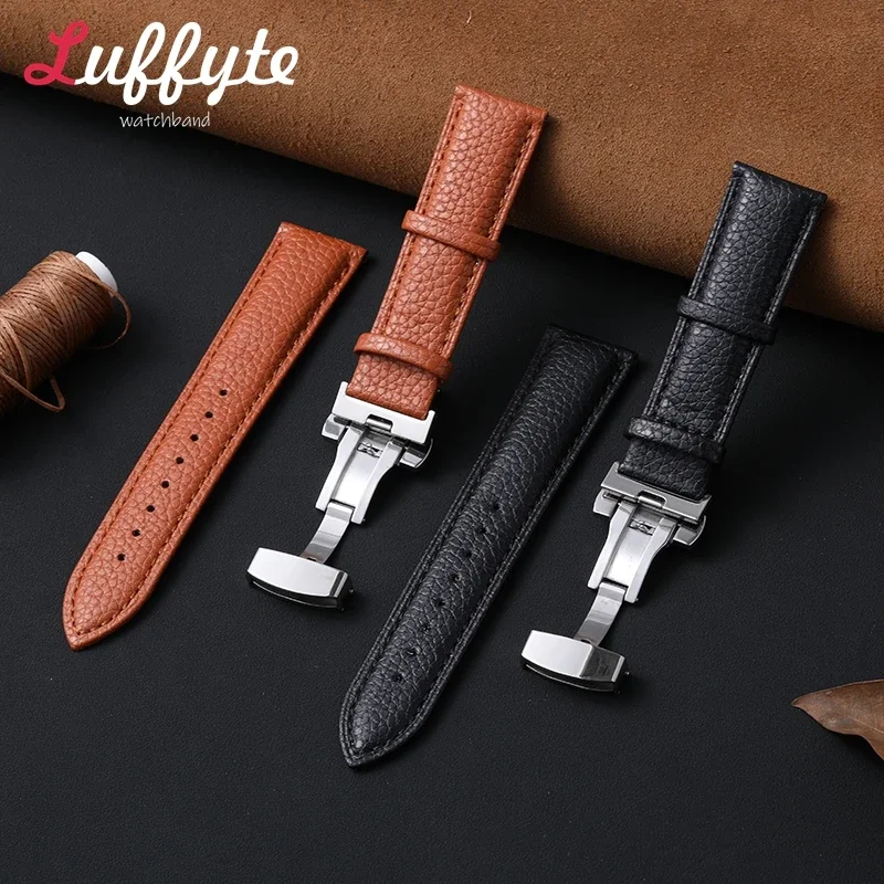 الراقية سوار ساعة 18 مللي متر 20 مللي متر 22 مللي متر للرجال النساء استبدال حزام الساعات مع فراشة مشبك حزام ساعة اليد مع صندوق تعبئة الهدايا