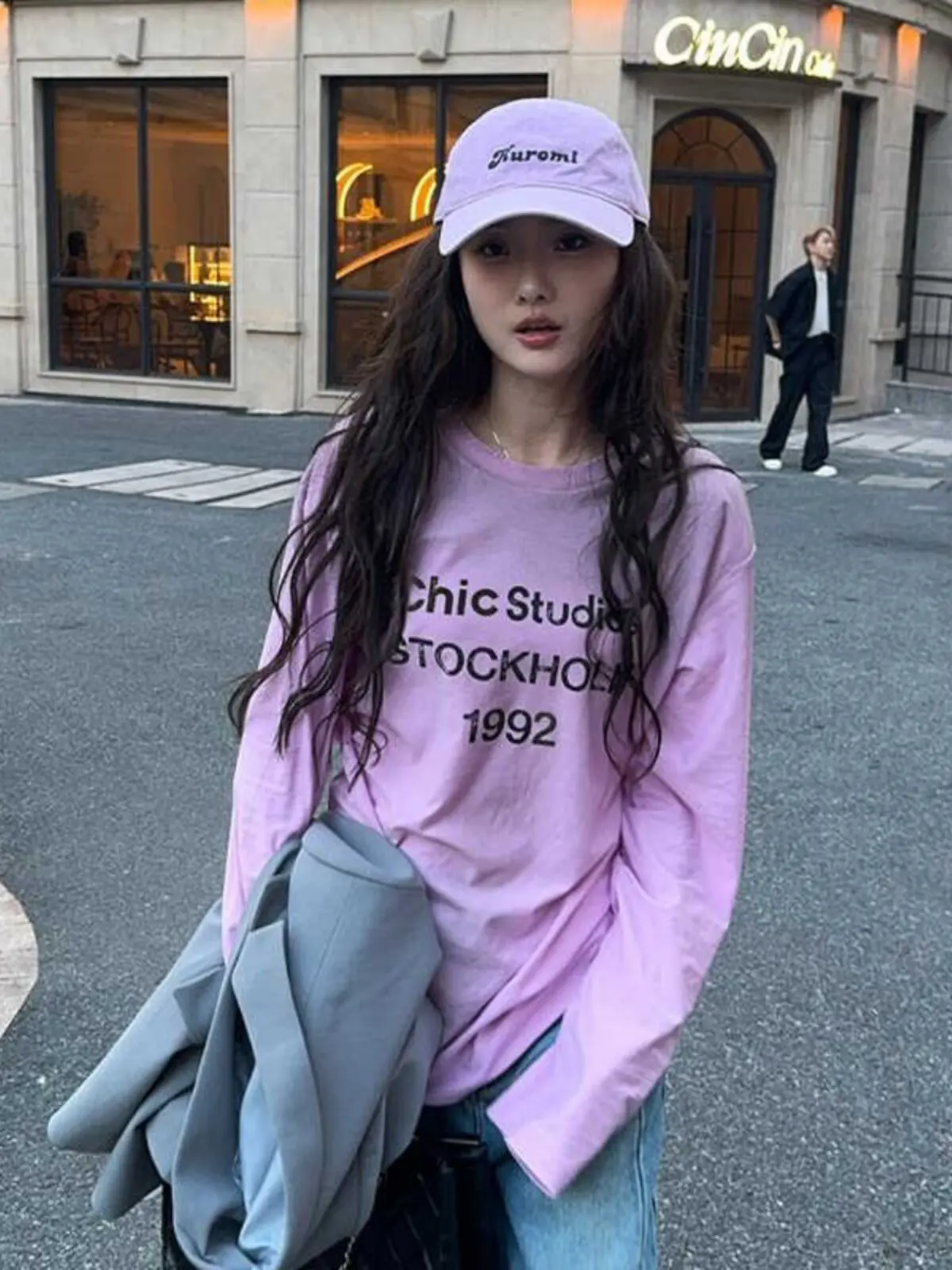 Loose Fit Long Sleeve T-Shirt Women's Summer New round Neck Printed Letter Casual Breathable High Waist Cotton Lined Top