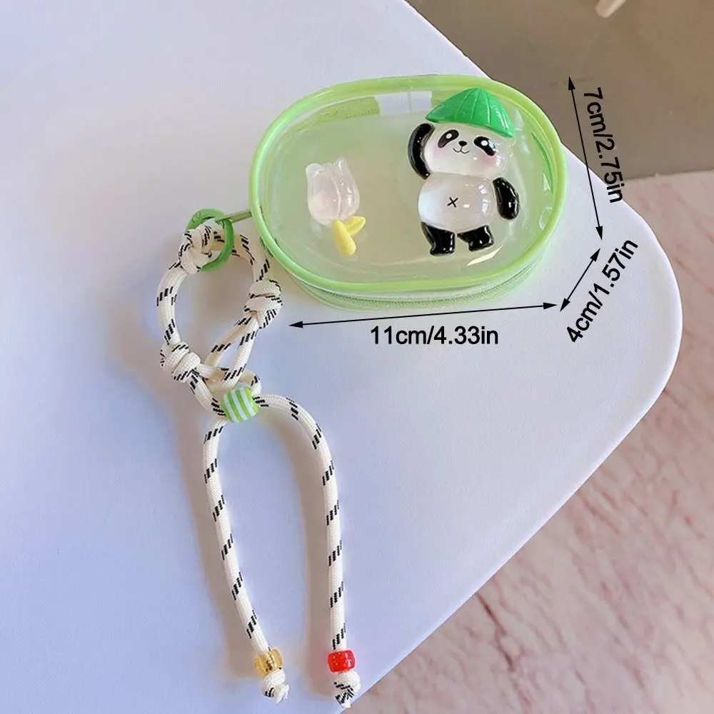 Cute Multifunctional Data Cable Storage Box Panda PVC Zero Wallet Transparent Doll Display Bag