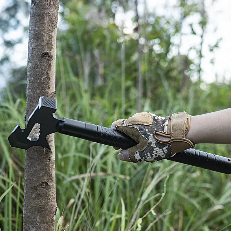 متعددة الأغراض الصلب في الهواء الطلق بقاء المشي لمسافات طويلة الفأس المحمولة الفأس سكين البوصلة شرارة عصا للتخييم #4