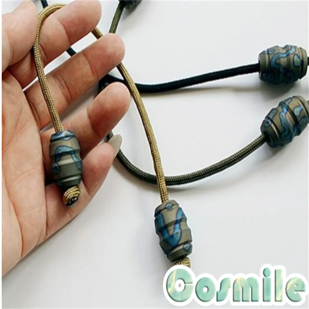 TC4 Begleri EDC Parachute Cord Lanyard Bead Hanger Finger Sport Toy Tubbiness Burn Blue