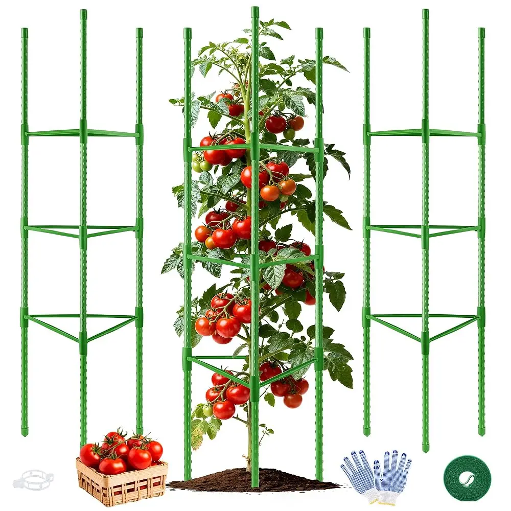 

Набор из 3-х опор для томатов для сада, до 51 дюйма, для приподнятых грядок, подпорки для растений в горшках, прочные опоры для томатов