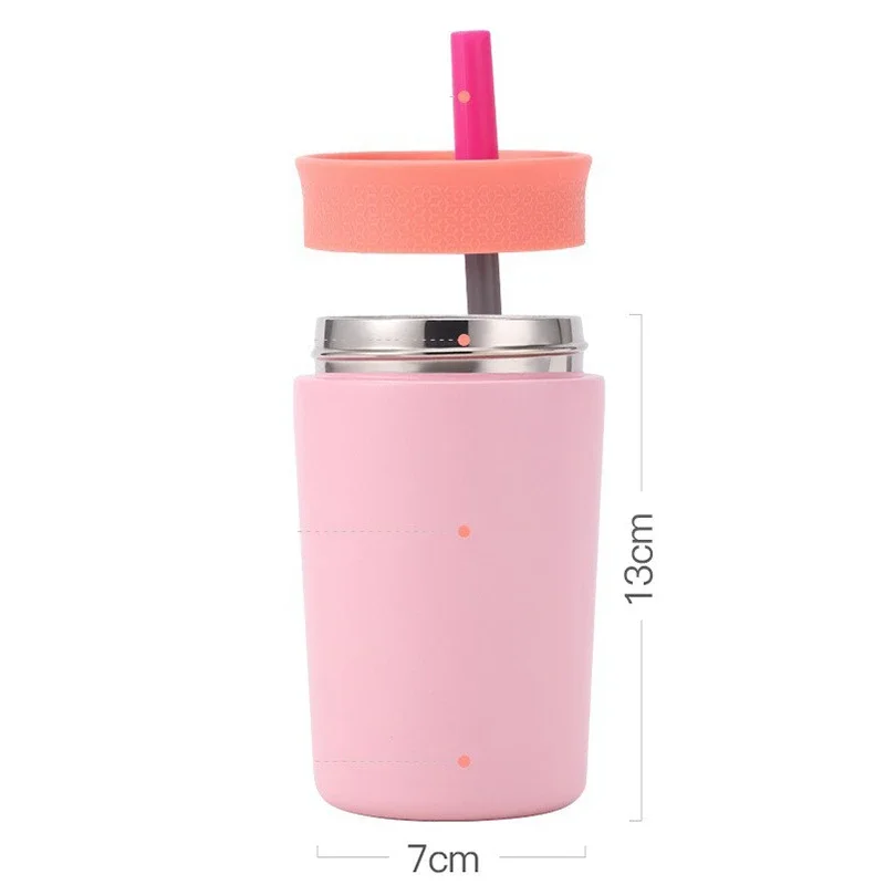 High-value Straw Cup Mixed Color Design Sense Stainless Steel Vacuum Insulation Cup Mini Portable Coffee Cups view 6