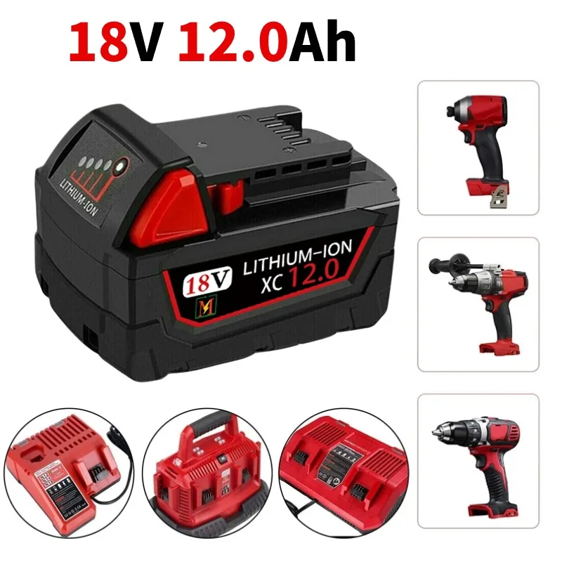 High Capacity 18V 9Ah/12Ah Li-ion Battery for Milwaukee M18 XC Lithium Battery 48-11-1860 48-11-1850 48-11-1840 48-11-1820