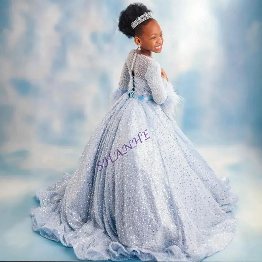 فستان أسود للفتيات فساتين بناتي الزهور لحفلات الزفاف بأقواس أطفال ملابس حفلات أعياد ميلاد الطفل حسب الطلب