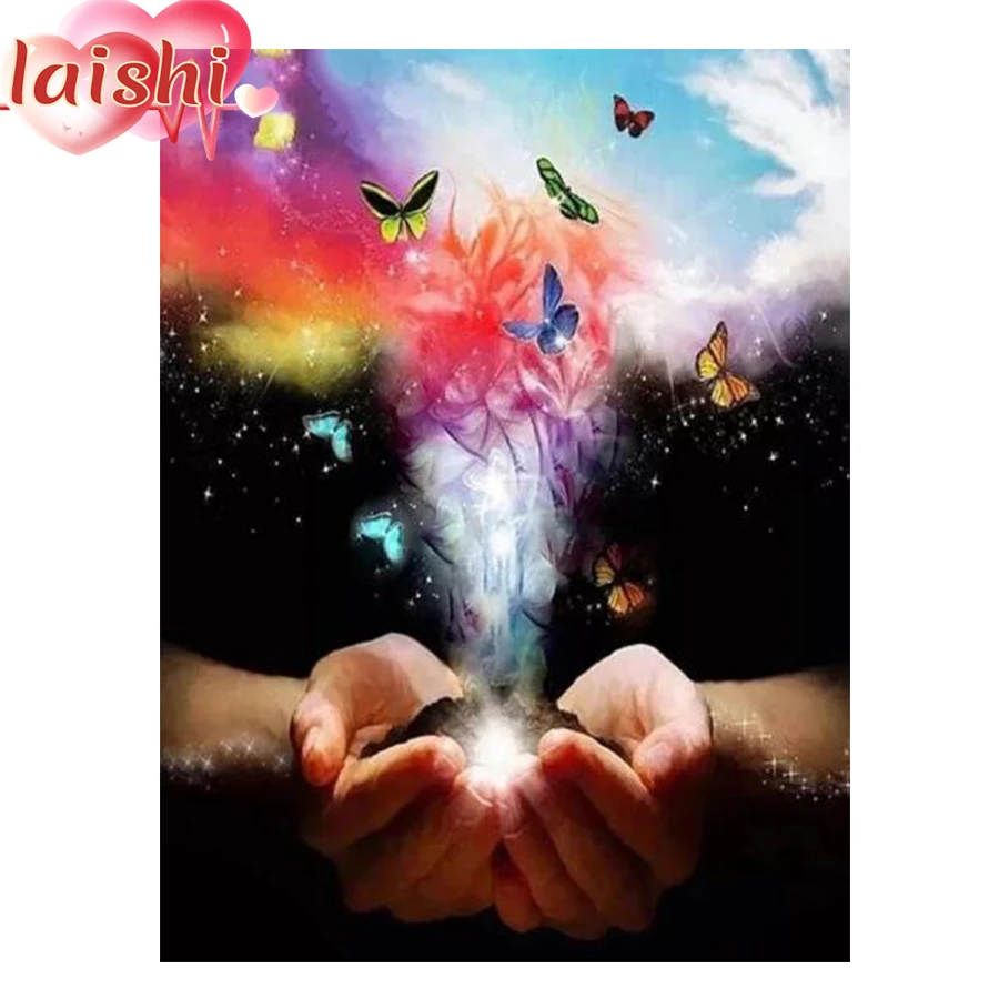 

Diamond Painting Abstract hand butterfly 5D DIY Diamond Painting Full Square Drill Embroidery Cross Stitch Gift Home Decor Gift