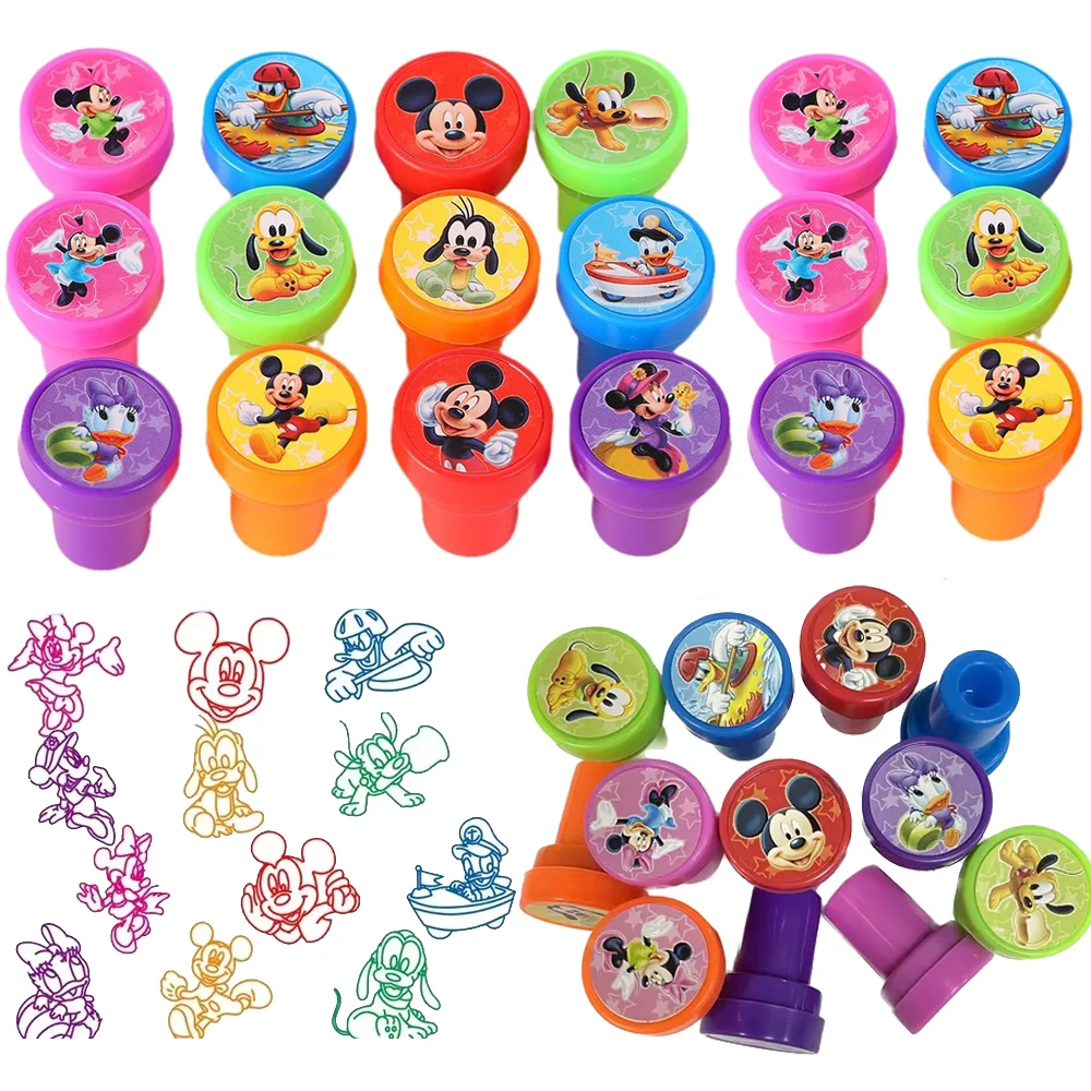 12/36Pcs Mickey Stamp Party Favors Mickey Minnie Mouse Seal Stampers for Kids Birthday Giveaway Souvenir Baby Shower Gifts