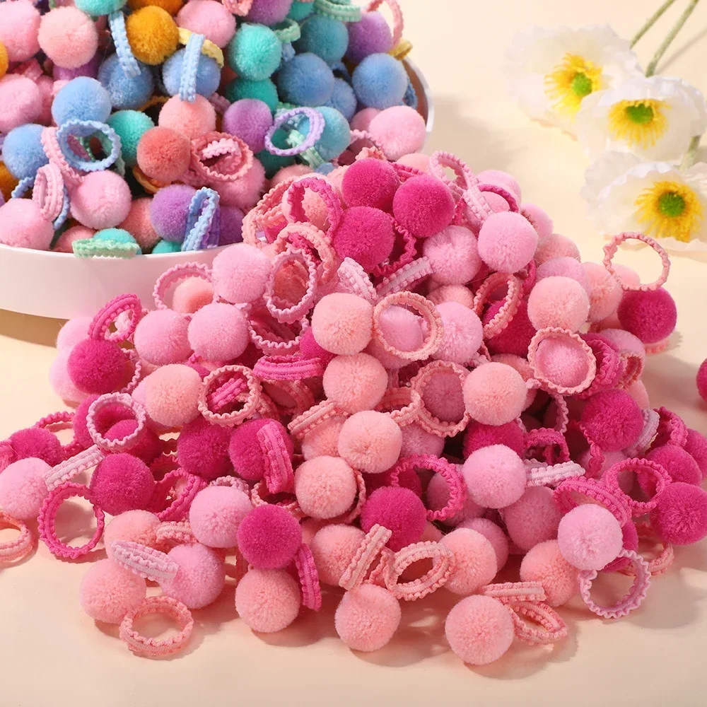 

20Pcs/set Colorful Plush Ball Elastic Hair Bands for Kids Girls Hair Ropes Ties Ponytail Rubber Bands Headwear Hair Accessories