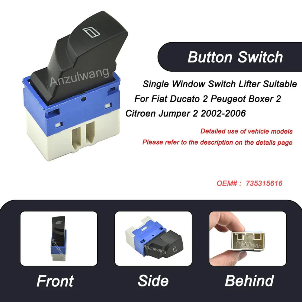 735315619 735315616 Auto Parts Left / Right Window Lift Switch Buttons Suitable For Fiat Ducato II FL 2002-2006 Fast Delivery