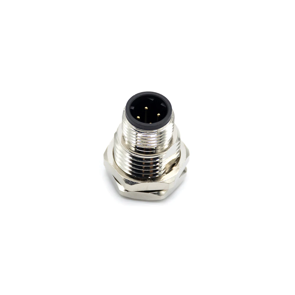 M12 Automotive IP67 Rated 4-Position Copper Alloy Housing Male Circular Electrical Connector PG9 Socket for LED Street Lighting