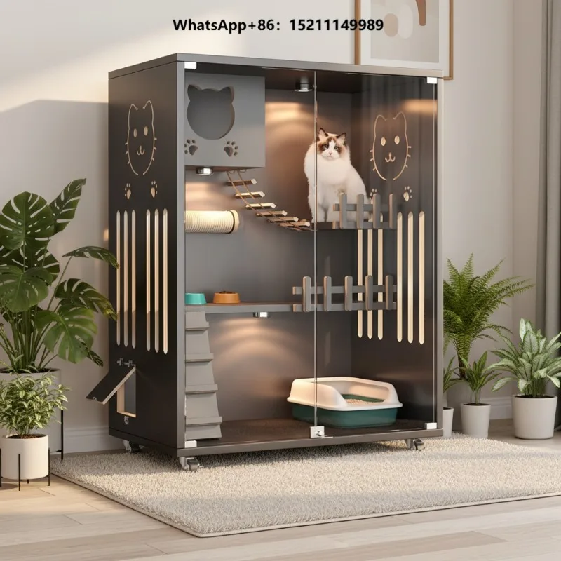 Modern Large Cat Villa New Arrival Solid Wooden Indoor Pet House Breathable Collapsible Animal