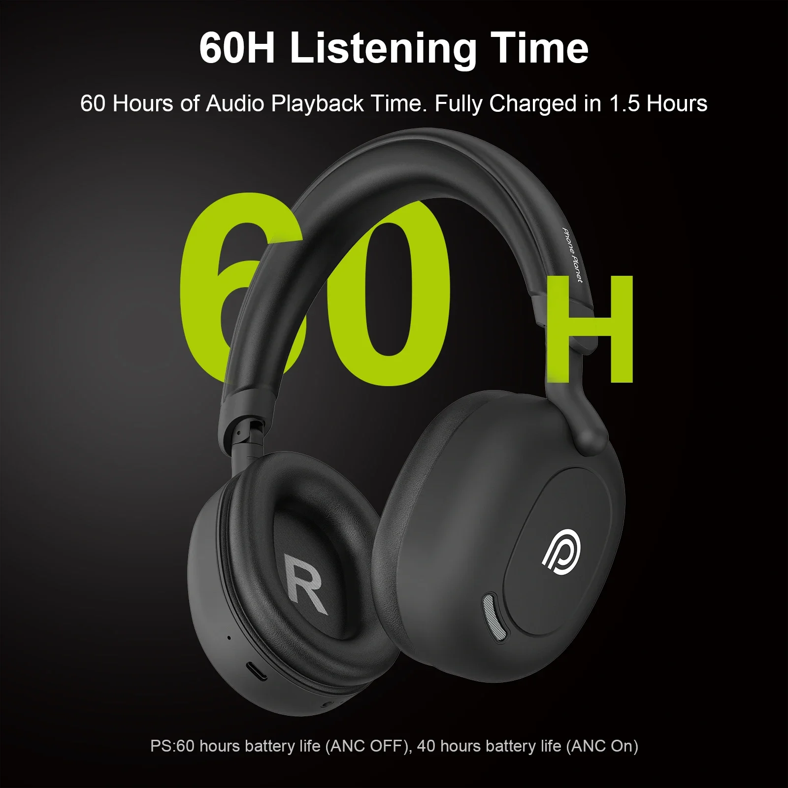 

Беспроводные наушники-вкладыши ANC с шумоподавлением Bluetooth 5.3, стабильные наушники с разрешением Hi-Res, пространственные аудио наушники, 60 часов