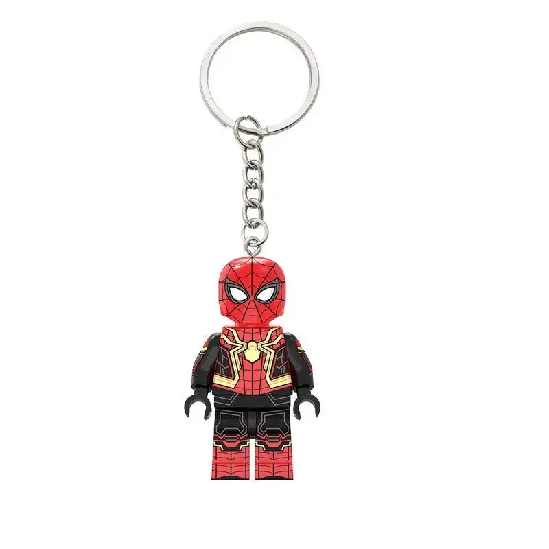 Spiderman Gwen films périphériques blocs de construction de dessin animé porte-clés Marvel créatif bricolage assemblé jouet sac pendentif accessoires cadeau