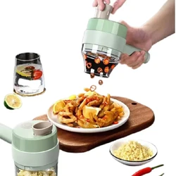 Mini Food Chopper Portable USB 4-in-1 Handheld Meat Chopping Machine Kitchen Multifunctional Cutting Tool Vegetable Slicer