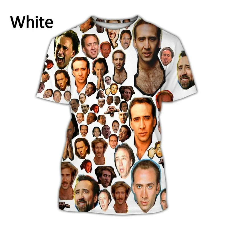 2024 New Funny Nicolas Cage Printed 3D T-shirt Male Summer Fashion Men Women O-neck T shirts Novel and interesting Clothing Tops