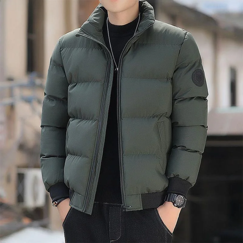 

Men's Winter Thiened Warm Casual Sle Jaet New Faionable Coat ort Length Zipper Closure Youth Trend Autumn Winter