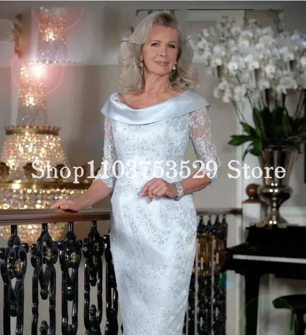 Vestido de madre de la novia marfil 2025 Apliques de encaje de tul satinado moderno hecho a mano Couture فسات Гات 3).