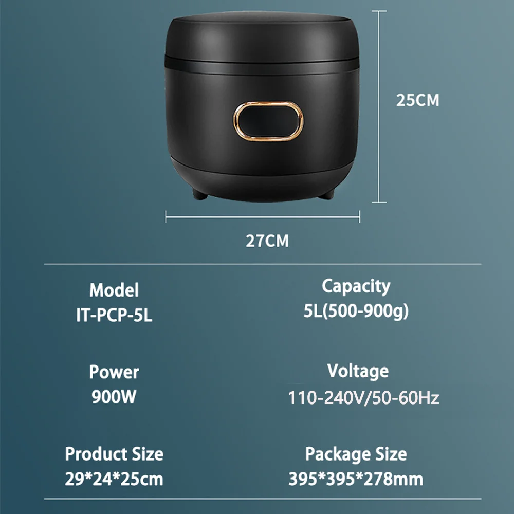 Automatic Electric Tapioca Pearl Cooker 5L Bubble Pearl Machine Boiled Pot Non-stick Pan 900W Commercial 110-240V