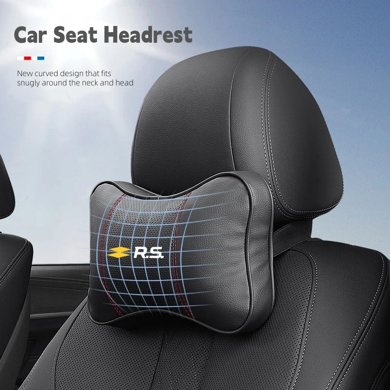 1Pcs Car Seat Headrest Auto Logo Neck Pillow For Renaul RS Sport Megane 3 4 2 Clio 5 Line Sandero Scenic