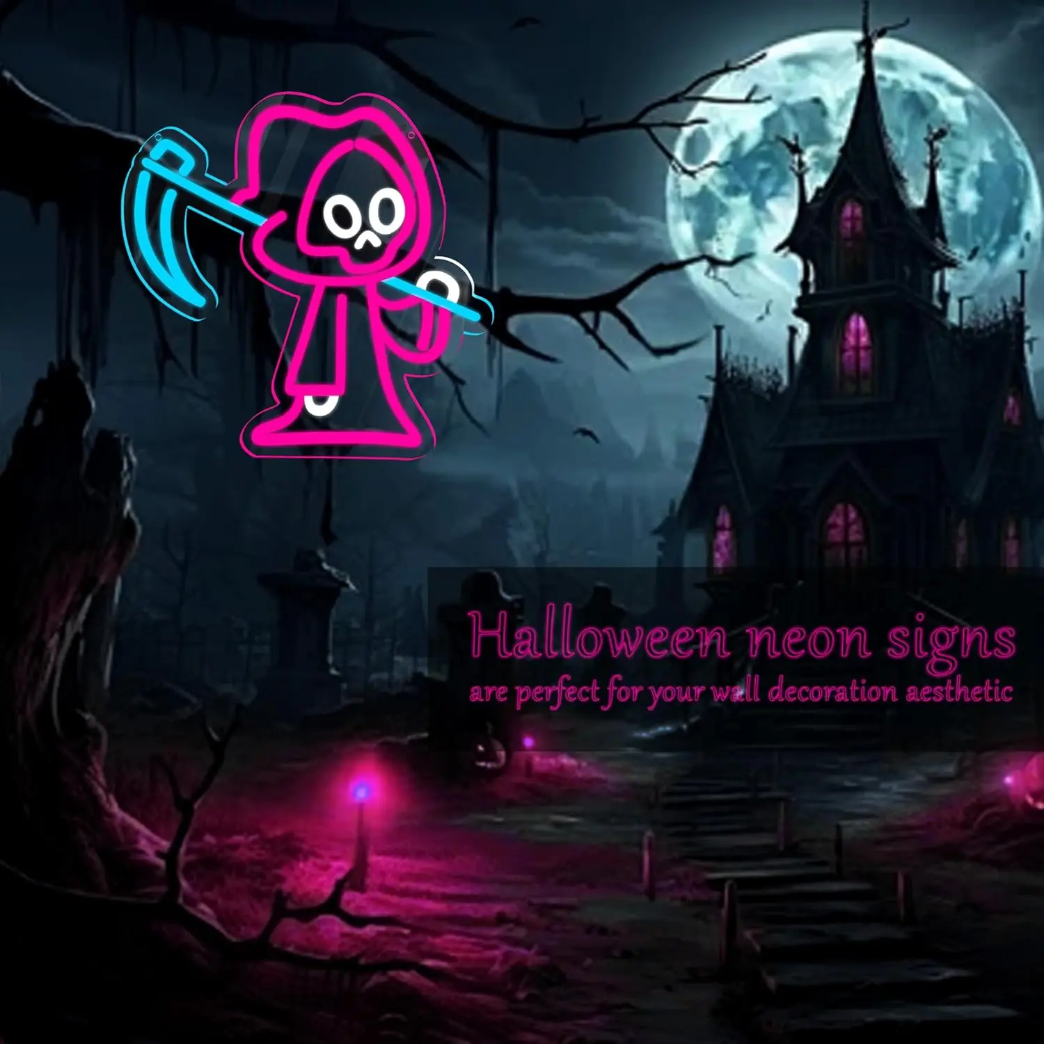 Ghost Neon Sign LED Ghost Shape Neon Light for Wall Decor Spooky Halloween Decoration Light up Sign for Bedroom Porch Front Door