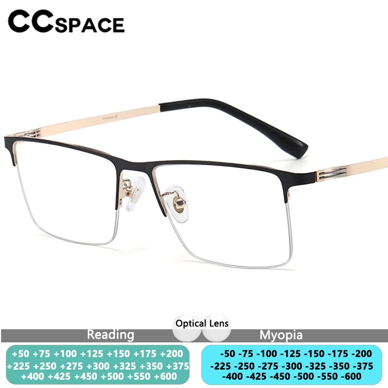 CCspace Optical Glasses Half-Frame Prescription Eyeglasses Men Myopia Glasses For Male Eyewear Measuring Lenses For Men 315289