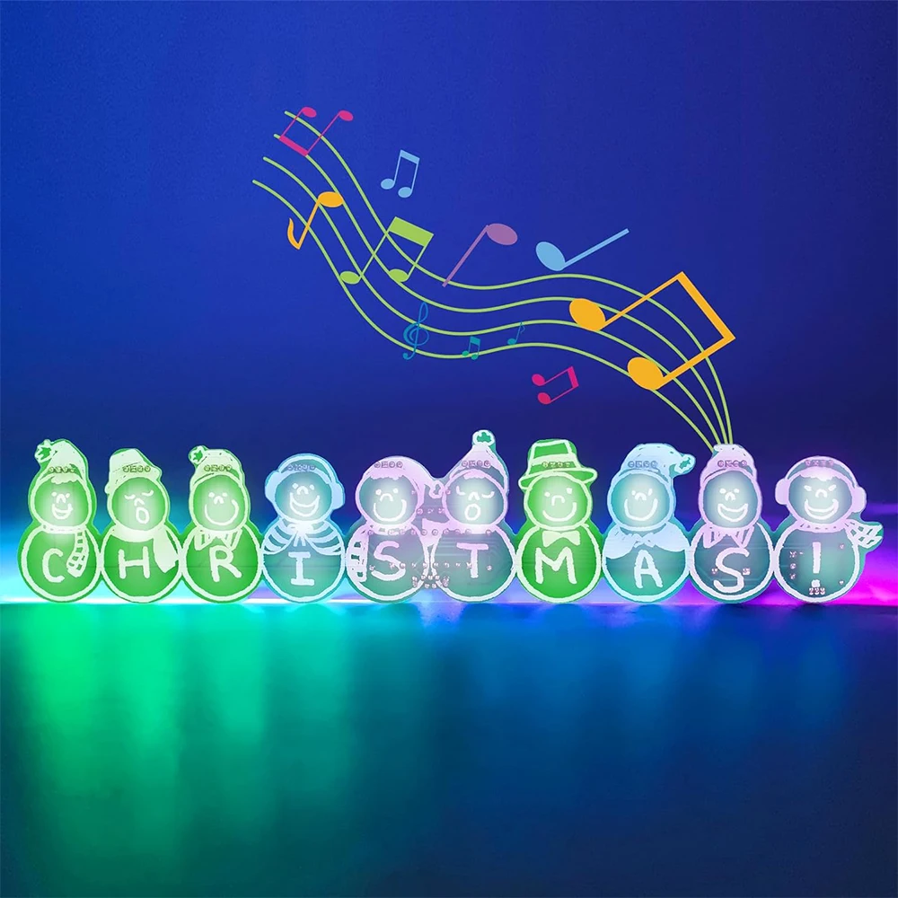 

DIY Electronic Kit Christmas Snowman Music Player RGB LED Flashing Lights Soldering Practice Welding Gift For Beginners Students