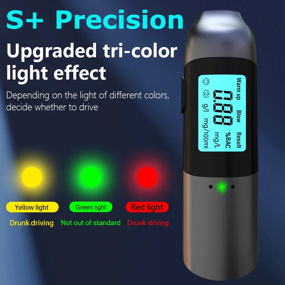 Non-contact Alcohol Tester High Precision Breathalyzer Alcometer USB Rechargeable with LCD Display Digital  Alcohol Detector