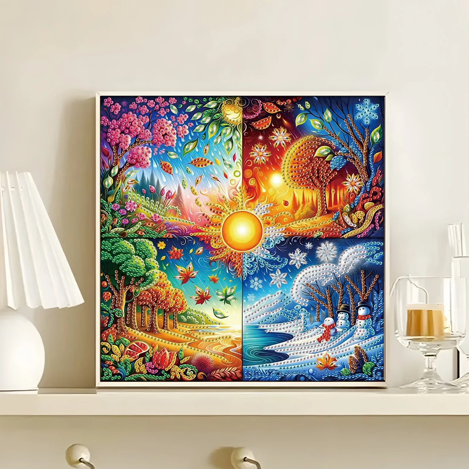 The four seasons Special Shape Diamond Art Kits for Adults Beginners,Special Shape Diamond Art Painting for Home Decoration Gift view 6