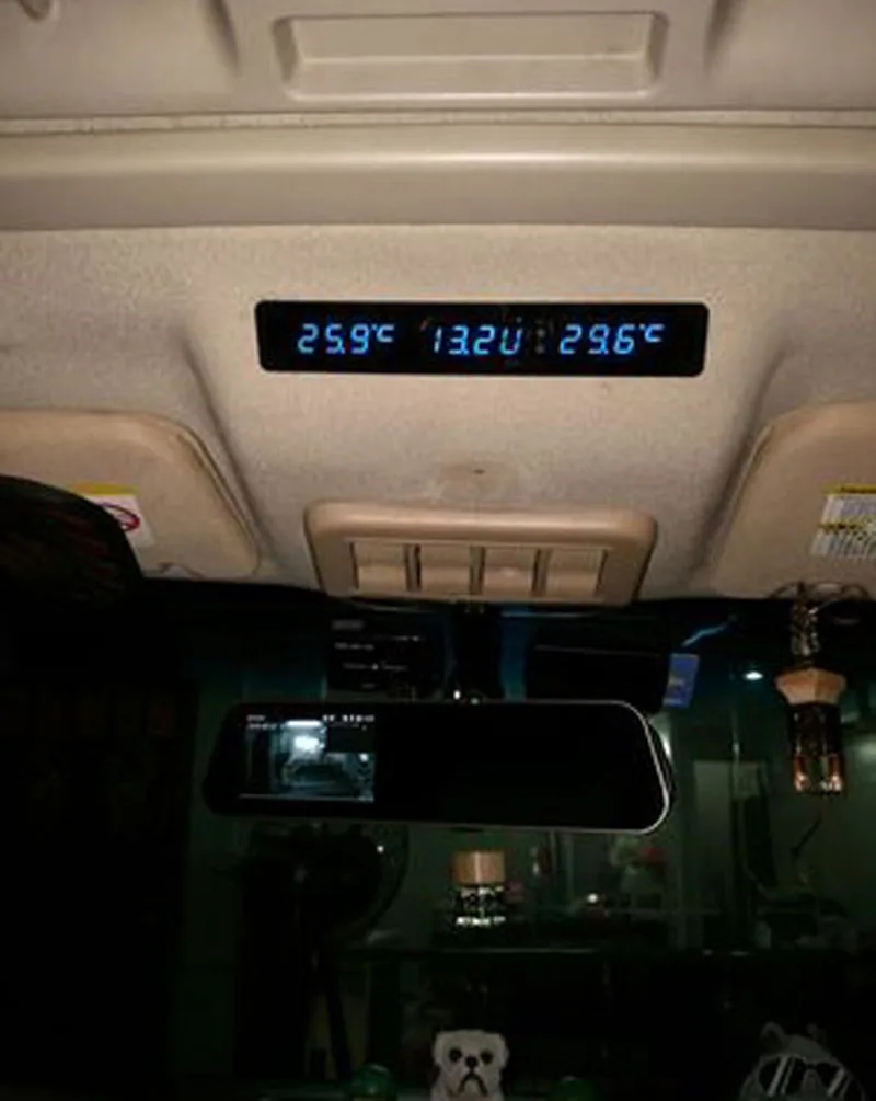 Imagem -06 - Medidor de Temperatura Interior e Exterior Monitor de Carro Auto Digital Led Tensão Tempo Temp Voltímetro Termômetro Relógio Dc12v