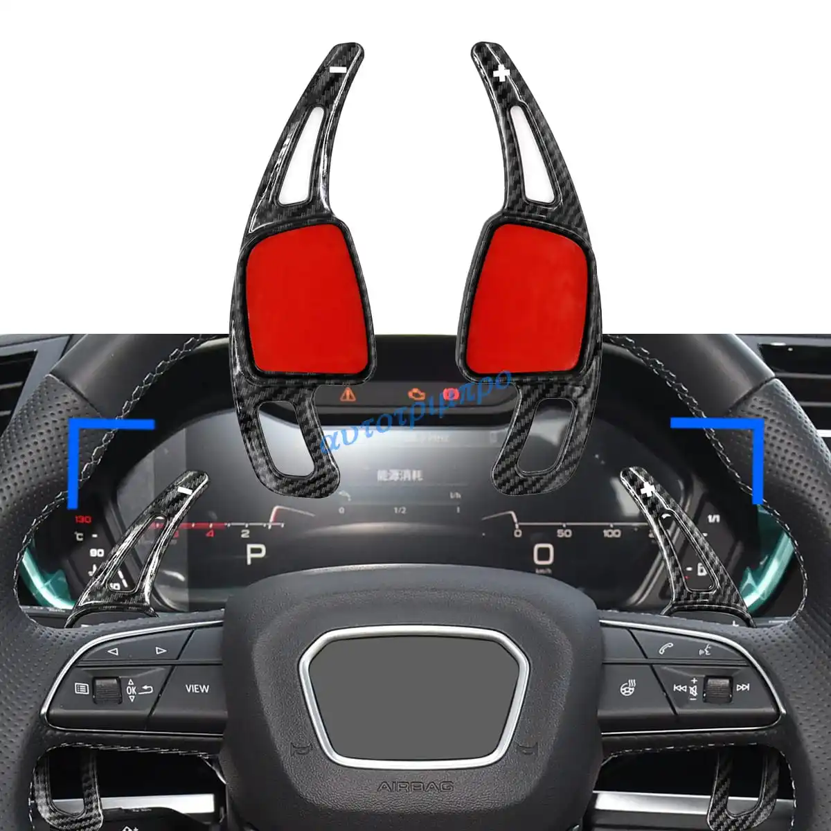 

Для Audi A3 A4 A5 Q2 Q3 Q5 Sportback Q7 Q8 Рулевое колесо из углеродного волокна Удлинители лопаток переключения передач Аксессуары